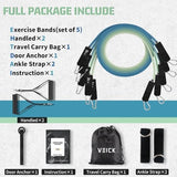 VEICK Resistance Bands, Exercise Bands, Workout Bands Set for Working Out with Handles for Men Women, Elastic Exercising Bands for Fitness Weights Work Out at Home Gym