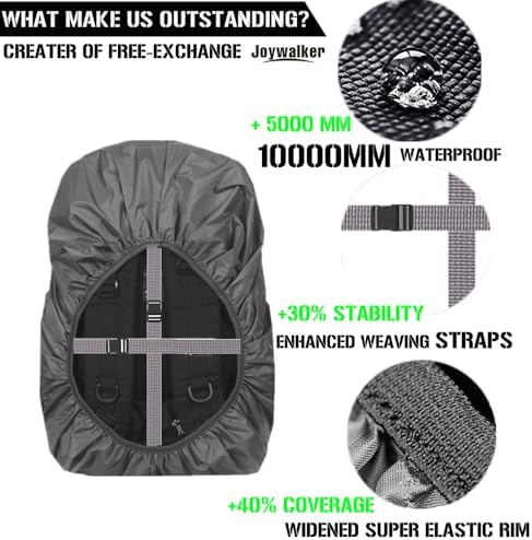 Joy Walker Waterproof Backpack Rain Cover, 10000mm Waterproof Level, Upgraded Anti-Slip Cross Buckle Straps, Four Strengthened Layers for Hiking Camping Traveling