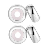 LAMOONY Clip Stopper Charms Sterling Silver Rondelle Spacer Bead for Bracelets (Silver) (Silver-4pcs)