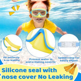 Vvinca 2 Pcs Kids-Swim-Goggles with Nose Cover, Swimming Diving Mask Wide View Anti Fog UV Anti Shattered Lens for Kids 3-6