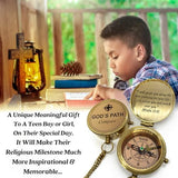 God's Path Compass – Communion & Confirmation Gift for Teenage Boys | Baptism Religious Gifts for Men, Christian, Catholic, Graduation | Sentimental & Inspirational Present – Greeting Card Included