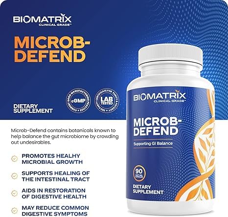 BioMatrix Oil Blend of Thyme, Oregano, Clove, Digestive Supplement for Men and Women, GI Repair Softgels | Microb-Defend (90 Capsules)