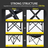 FAIR WIND Oversized Camping Lounge Chair with Adjustable Shade Canopy, Heavy Duty Quad Fold Chair Arm Chair - Support 350 LBS (Black Grey)