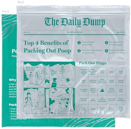 PACT Pack Out Kit - Camping Poop Kit Includes Wet Wipes, Smell Proof Disposal Bags, Hand Wipes, Poop Powder for Odor and Human Waste Bags for Camping and Backpacking