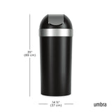 Umbra Venti Kitchen Trash Can with Swing Top Lid, Large 16-Gallon (62 L) Capacity, Black/Nickel