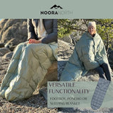 Down Camping Blanket with Footbox - Packable Warm Puffy Lightweight Camp Quilt - Water Resistant for Backpacking Hiking Travel – Compact Outdoor Throw Sleeping Blanket with Bag - 52x77