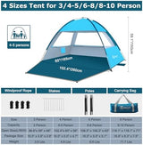 COMMOUDS Beach Tent Sun Shade for 3/4-5/6-7/8-10 Person, UPF 50+ Beach Sun Shelter Canopy Tent, Lightweight, Easy Set Up and Carry