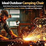 QUYUAN Heated Camping Chair with 20,000 mAh Battery, Fully Padded Heated Camp Chairs, Loog-Lasting for 500 Mins, Heavy Duty Folding Chairs Supports 500 lbs for Camping, Outdoor Sports, Picnics, Beach