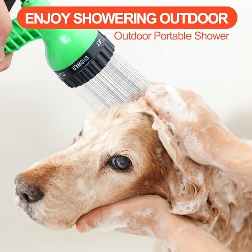 Finderomend Portable Shower for Camping with 7 Spray Modes, Hand Press Camping Shower with Removable Hose and Shower Head,Pressure Rinse Kits for Hiking Traveling Garden Beach Pet Shower