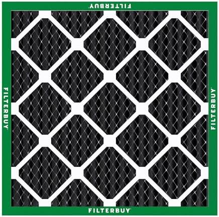 Filterbuy 20x20x1 Air Filter MERV 8 Odor Eliminator (4-Pack), Pleated HVAC AC Furnace Air Filters Replacement with Activated Carbon (Actual Size: 19.50 x 19.50 x 0.75 Inches)