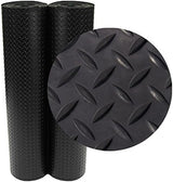 Rubber-Cal Diamond-Plate Rubber Flooring Rolls - 3 mm x 4 ft x 3 ft Rolls - Black