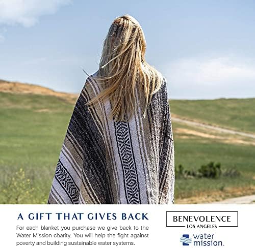 Benevolence LA Authentic Handwoven Mexican Blanket | Yoga Blankets, Outdoor, Picnic, Beach, Camping | Equestrian Saddle | Serape 50x70 inches - Sand, Pack of 1