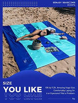 OCOOPA Extra Large Beach Blanket, Sand Free, Large Oversized Camping Mat, Comfortable Parachute Nylon, Cozy& Chic, Compact& Light, 4 Stakes&1 Travel Bag, S09