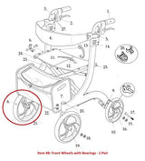 Front Wheels (Pair) with Bearings for Drive RTL10266 Nitro Rollator Walker (Serial # Prior to 2A1606301542 ONLY) - 1 Pair