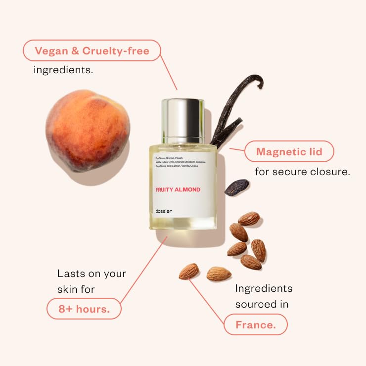 Dossier - Fruity Almond - Eau de Parfum - Inspired by C.Herrera Good Girl - Perfume Luxury - Pure Infused - Paraben-Free - Vegan - For Women - Fragrance 3.4 Fl oz (Spray 100ml)