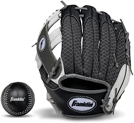 Franklin Sports Kids Baseball Glove + Ball Sets - Meshtek Youth Teeball Gloves for Kids + Toddlers - Left + Right Hand Throw Mitts + Glove Sets with Foam Balls - Boys + Girls Gloves - 9.5" Inch