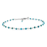 YANARA Blue Turquoise Anklet for Women, Dainty Boho Summer Beach Jewelry for Girls, December Birthstone Handmade Charm Ankle Bracelets Silver Plated 9+1.5 inch Chain, Mother's Day Jewelry For Her