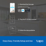 TP-Link 𝗧𝗮𝗽𝗼 Smart Plug Wi-Fi Mini, Energy Monitoring, Compatible with Alexa & Google Home & Samsung SmartThings, Timer, 15A/1800W Max, ETL Certified, 2.4G Wi-Fi Only, Tapo P115(4-Pack)