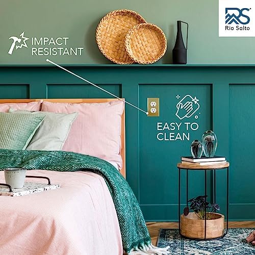 Rio Salto BRASS Gold Metal Outlet Cover or Decorative Light Switch Cover Wall Plate Single Duplex Receptacle Wallplate Covers 1 Gang 4.50" x 2.76" 5-Pack Standard Size Modern Metal Brushed Brass