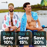 Luv Bug UPF Pool/Beach Towel, Sunscreen Towel, UV Protection, UPF 50+, Sand Free, Absorbent, & Quick Drying for Swimming, Beaches, Camping, & Travel (28.5" x 58.5", Black Stripe)