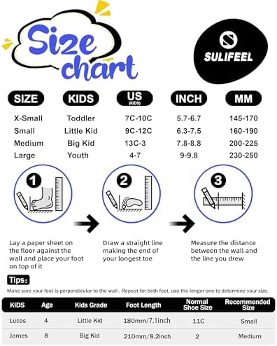 SULIFEEL Rainbow Unicorn 4 Size Adjustable Light up Roller Skates for Girls Boys for Kids