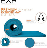 CAP Barbell 1/2-Inch High Density Exercise Yoga Mat with Strap | Multiple Options