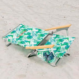 Tommy Bahama 5-Position Classic Lay Flat Backpack Beach Chair with Cooler and Cup Holder, Portable Folding Beach Chair for Tanning, Tropical Leaves