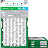 Filterbuy 14x24x1 Air Filter MERV 8 Dust Defense (4-Pack), Pleated HVAC AC Furnace Air Filters Replacement (Actual Size: 13.38 x 23.38 x 0.75 Inches)