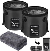 AUTODECO 2 Pack Collapsible Bucket 5 Gallon Container Folding Water Bucket Portable Wash Basin for Outdoor Travelling Camping Fishing Gardening Car Washing 20L