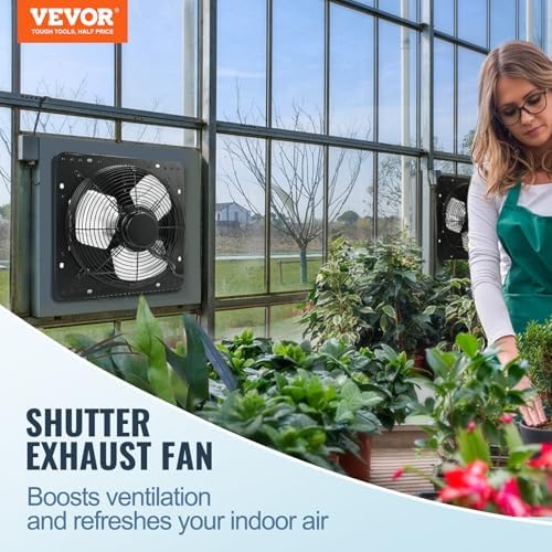 VEVOR 12-Inch Exhaust Fan with Temperature Humidity Controller, 940 CFM, 10-Speed Adjustable, ETL Listed, Black