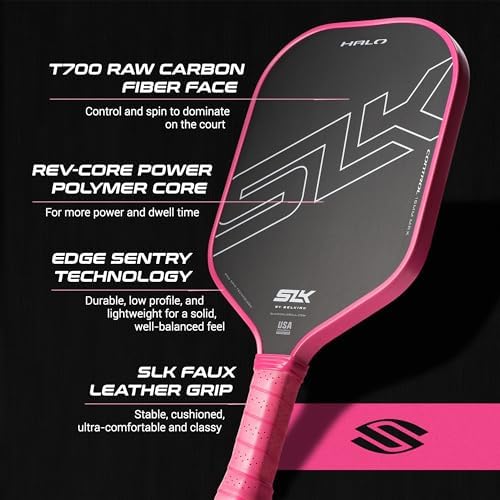 Selkirk Sport SLK Halo Raw Carbon Fiber Pickleball Paddle | Designed in The USA | Choose from The T700 Raw Carbon Fiber Power, The 18k Ultraweave Control, or The Kevlar Linkweave Thermoformed Pro