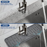 2 Pcs Silicone Faucet Handle Drip Catcher Tray, 2 in 1 Dish Soap Sponge Holder for Kitchen Sink & Splash Guard, Drying Mat for Sink Accessories, Counter, Bathroom