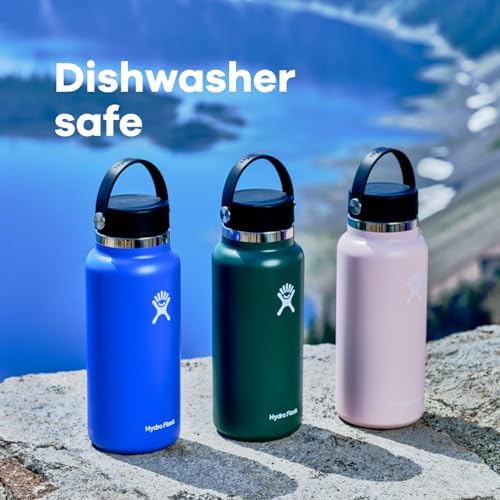Hydro Flask Wide Mouth vacuum insulated stainless steel water bottle with leakproof closeable lid for cold water drinks, sports, travel, car and school