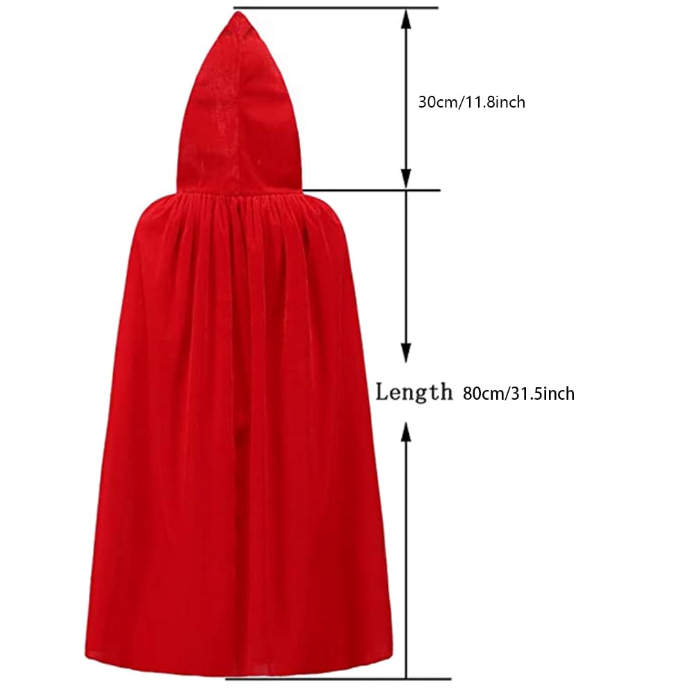 SZBZ Kids Halloween Christmas Costumes Cape Little Red Riding Hood Cape Velvet Hooded Cosplay Party Cloak Red