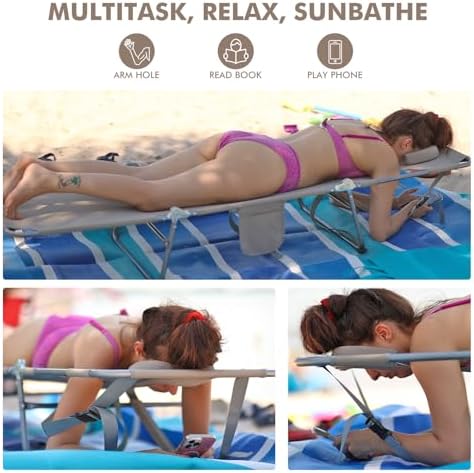 Backpack Beach Tanning Chair with Canopy Sun Shade & Face Hole, 6 Position Folding Lounge Sun Chair for Adults Outside Reading Sunbathing Poolside Camping Lawn, UPF 50+, Patent Design