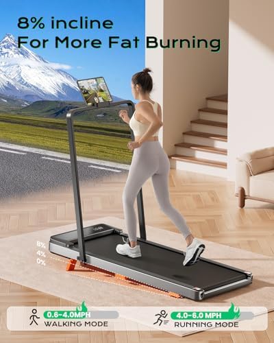 Walking Pad,Treadmill with Incline for Home Office, 2.5HP Portable Under Desk Treadmill with 265 Lbs Capacity,Remote Control, Led Display