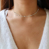 Turandoss 14K White Gold Plated Silver Layered Necklace for Women Jewelry