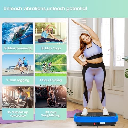 Vibration Plate Exercise Machine for Lymphatic Drainage Weight Loss,SoftGym Power Vibration Plate 300-400 Lbs Capacity Full Whole Body Workout Vibration Platform,Waver Vibration Plate for Home Fitness