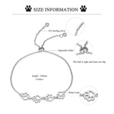 BISAER 925 Sterling Silver Cat Dog Paw Print Charm Bracelet for Women