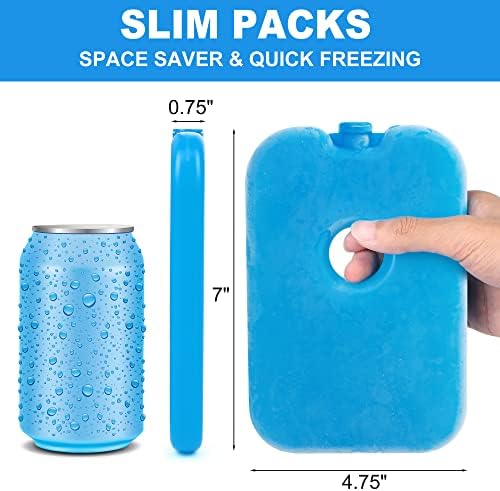 LotFancy Ice Packs for Cooler and Lunch Box, Reusable Freezer Packs for Lunch Bags, Slim Blue Ice Blocks, Long Lasting, Refreezable Flat Cool Packs for Food, Drinks, Milk