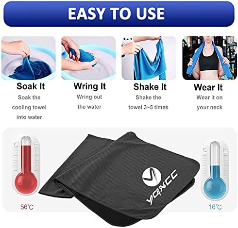 YQXCC 4 Pack Cooling Towel (47"x12") Ice Towel for Neck, Microfiber Cool Towel, Soft Breathable Chilly Towel for Yoga, Sports, Golf, Gym, Camping, Running, Fitness, Workout & More Activities