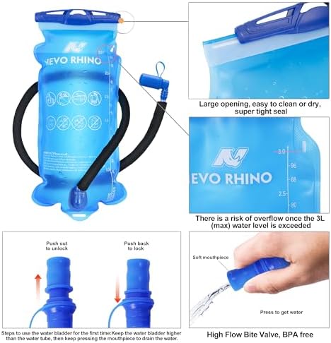 Hydration Backpack 3L Water Bladder, Hiking Water Backpack with Rain Cover, Insulation Hydration Daypack Rucksack for Cycling