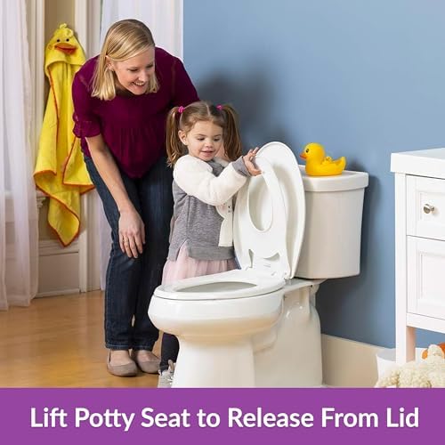 Little2Big Toilet Seat with Built-In Potty Training Seat, Slow Close, Durable Plastic, Made in USA, ROUND, White