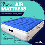 EnerPlex Dual Pump Luxury Queen Size Air Mattress Airbed with Built in Pump Raised Double High Queen Blow Up Bed for Home Camping Travel 2-Year Warranty