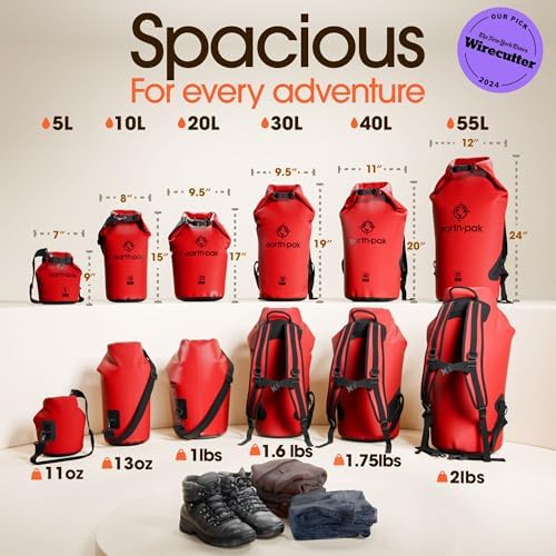 Earth Pak Waterproof Dry Bag - Roll Top Waterproof Backpack Sack Keeps Gear Dry for Kayak with Waterproof Phone Case