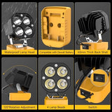 LED Work Light Compatible with Dewalt 20V Battery, 40W 6000LM Flashlight, 20V Battery Cordless Work Light 120°Adjustable with Low Voltage Protection for Outdoors and Job Site Lighting