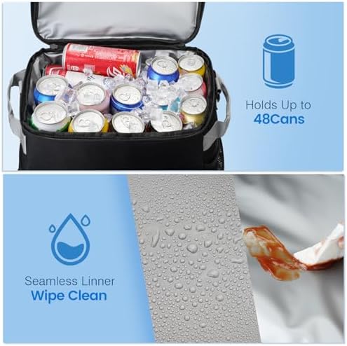 Rolling Cooler with Wheels, Heavy Duty Leakproof Soft-Sided Ice Chest, 12Hrs Ice Retention & Enhanced Stability Wheeled Coolbag, Insulated Travel Cooler for Camping,Grocery,Beach,Outdoor