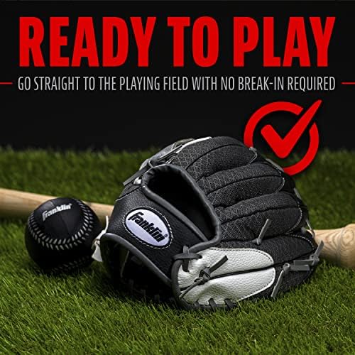 Franklin Sports Kids Baseball Glove + Ball Sets - Meshtek Youth Teeball Gloves for Kids + Toddlers - Left + Right Hand Throw Mitts + Glove Sets with Foam Balls - Boys + Girls Gloves - 9.5" Inch