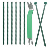 Bakulyor 100 Pack Metal Landscape Stakes, 8 Inch Artificial Grass Nails, 6 Gauge Large Landscaping Staples, Green Edging Anchor Stake for Garden Ground Lawn Paver Timber Border Weed Barrier Spikes 8"