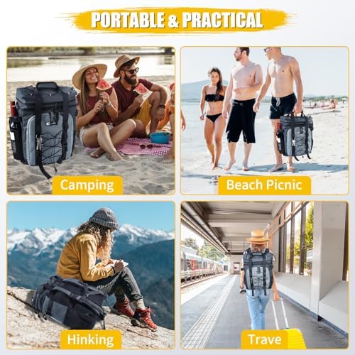 Backpack Cooler - AYAMAYA Upgrade Leakproof Cooler Backpack with Padded Top Handle, 40 Cans Large Waterproof Insulated Camping Coolers for Beach, Fishing, Picnic, Travel, BBQ